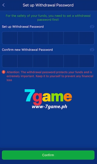 create a withdrawal password