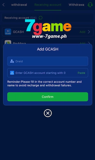 Step 5: fill in your GCash account number.